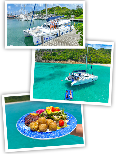 Catamaran sailing charters in Antigua aboard "Catch the Cat"